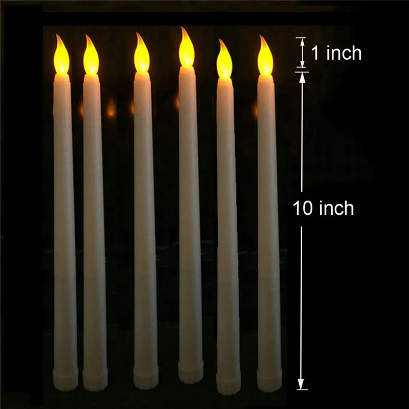 20PCs Plastic Flameless LED Candles – Yellow Amber Flickering Taper Candles for Halloween, Events, and Parties