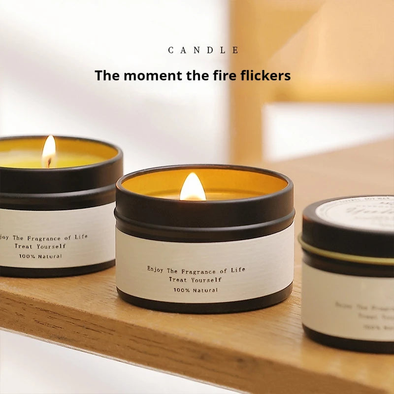 Black Tin Can Scented Aromatic Candles – Classic Home Decorative Candle Jars with Wooden Wick and Lid, Infused with Citronella