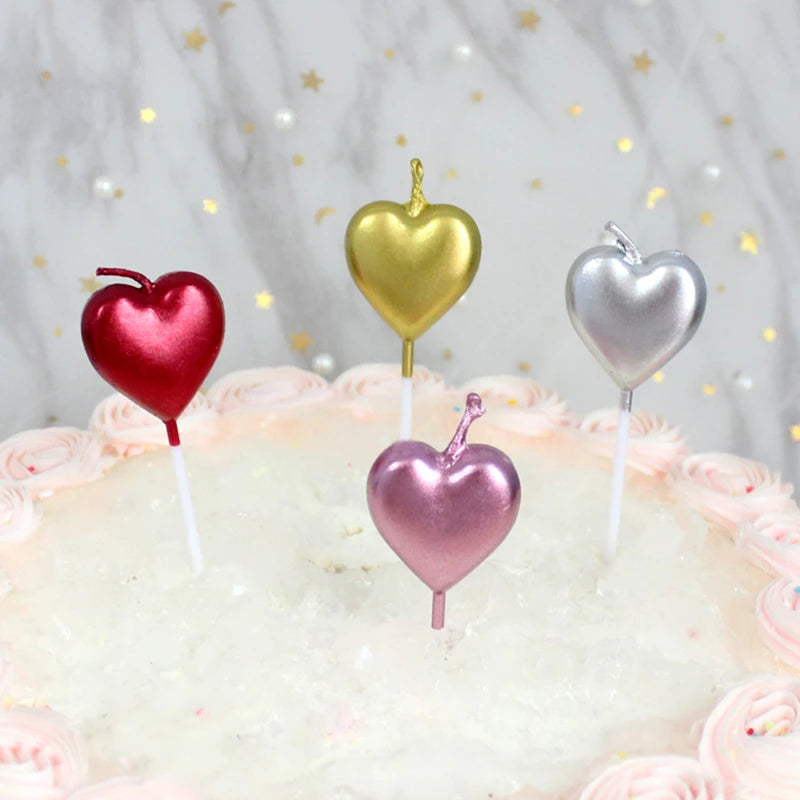 Love Heart Stick Candles – Decorative Cake Toppers for Wedding and Birthday Parties
