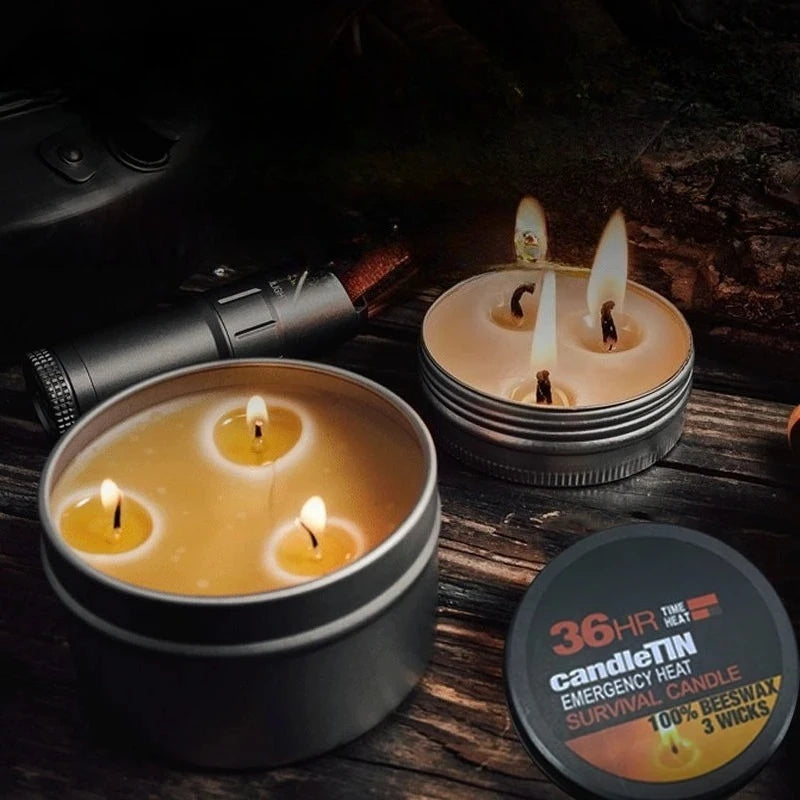 Survival Candle – 3 Wicks, 36 Hours Long-Lasting Burn, Perfect for Home, Outdoor Adventures, and Romantic Ambience