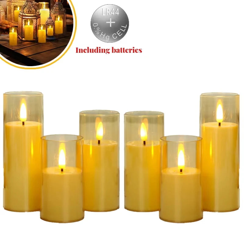 6-60PCS Acrylic Glass LED Candles with Batteries – Flameless Flickering Pillar Candles for Home, Wedding, Party, and Outdoor Decor