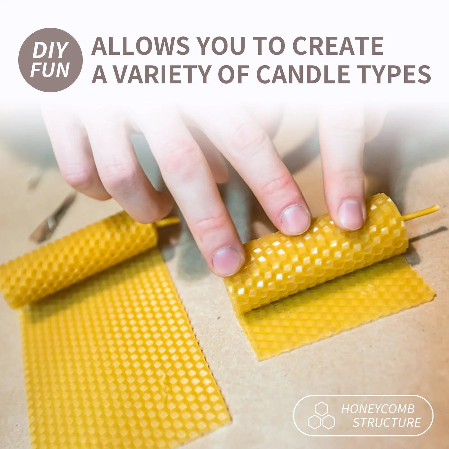 10pcs Natural Beeswax Candles – Handmade, No Fragrance, No Additives - High-End Candles for Candlelight Dinners and Wedding Ceremonies