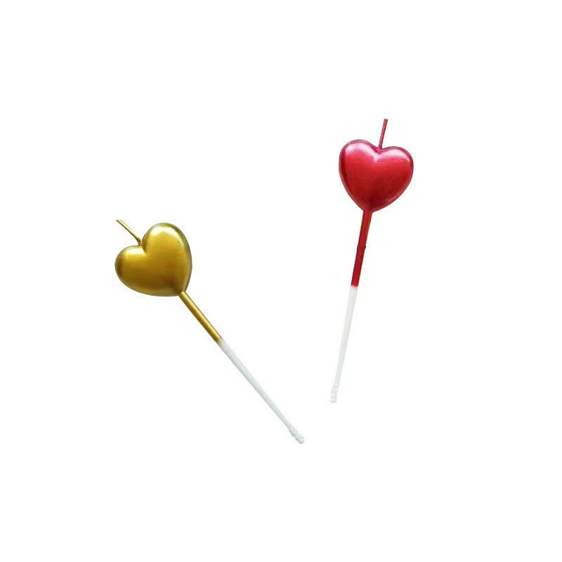 Love Heart Stick Candles – Decorative Cake Toppers for Wedding and Birthday Parties