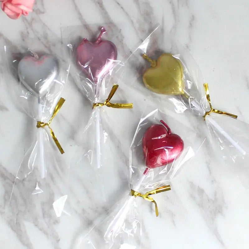 Love Heart Stick Candles – Decorative Cake Toppers for Wedding and Birthday Parties