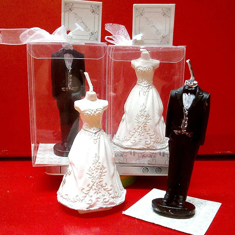 Simulation Wedding Dress Candles – Bride and Bridegroom Candle Set for Creative Birthday and Valentine’s Day Party Decorations