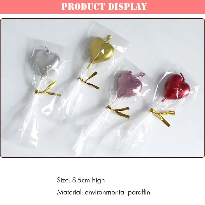 Love Heart Stick Candles – Decorative Cake Toppers for Wedding and Birthday Parties
