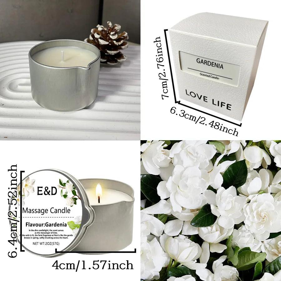 Gardenia Scented Home Body Oil Aromatherapy Candle – 2oz Massage Oil Candle for Pure Relaxation and Home Spa