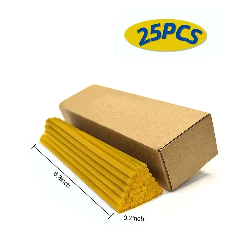 25PCS Hanukkah Candles – Natural Beeswax Chanukah Thin Taper Candles for Rituals and Birthdays – Unscented Honey Candles