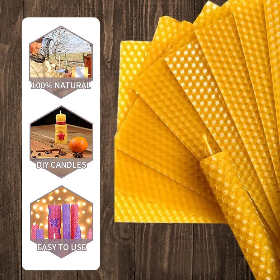 10pcs Natural Beeswax Candles – Handmade, No Fragrance, No Additives - High-End Candles for Candlelight Dinners and Wedding Ceremonies