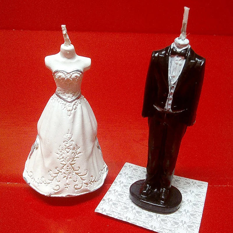 Simulation Wedding Dress Candles – Bride and Bridegroom Candle Set for Creative Birthday and Valentine’s Day Party Decorations