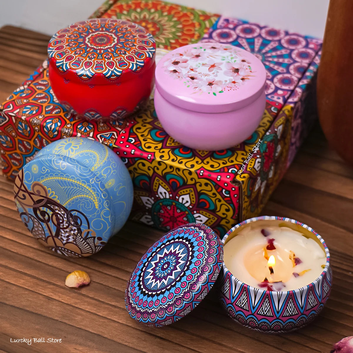 4Pcs/Box Scented Long Lasting Smokeless Fragrance Candle Jar – Soy Candles with Crystal Stone and Dried Flower for Romantic Home Decor