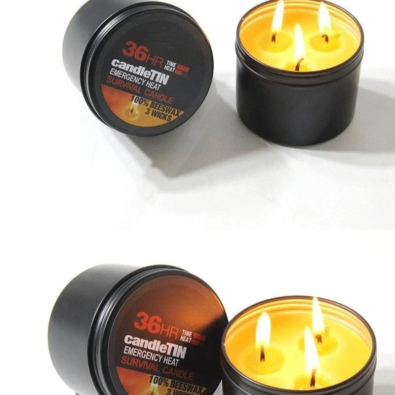 Survival Candle – 3 Wicks, 36 Hours Long-Lasting Burn, Perfect for Home, Outdoor Adventures, and Romantic Ambience