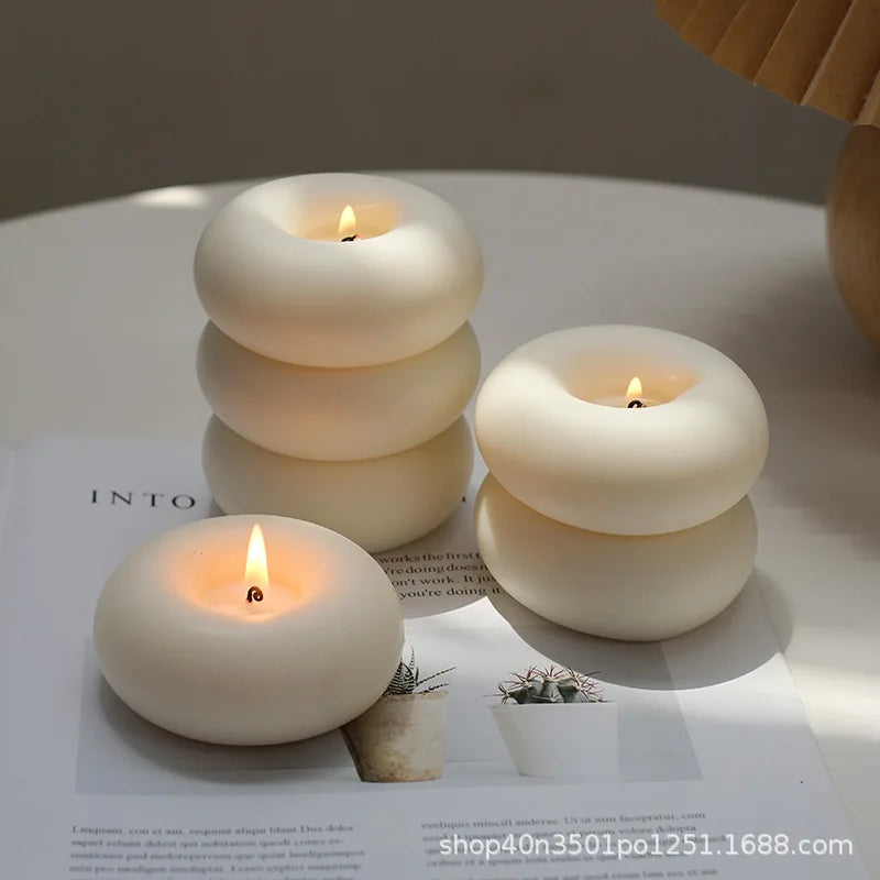 Donut Circles Aromatherapy Candles – Creative Flameless Home Decor, Romantic Bedroom Ambiance, and Perfect Birthday Gift