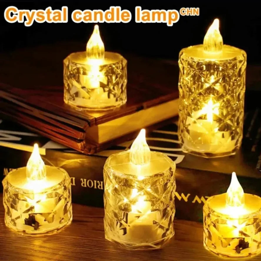 LED Crystal Candle Light – Flameless LED Light Electronic Candle Lamp for Dating, Parties, Holidays, Home, and Wedding Atmosphere Decoration
