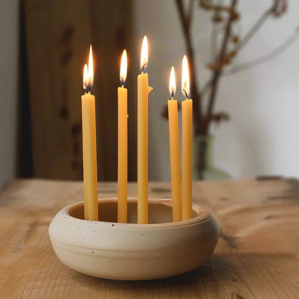 25PCS Hanukkah Candles – Natural Beeswax Chanukah Thin Taper Candles for Rituals and Birthdays – Unscented Honey Candles