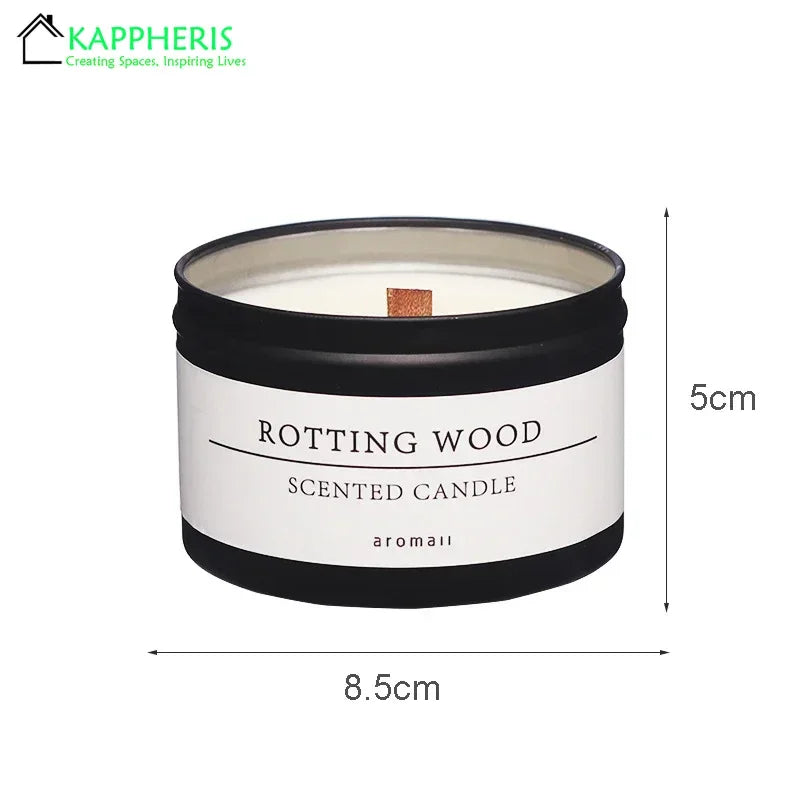 Black Tin Can Scented Aromatic Candles – Classic Home Decorative Candle Jars with Wooden Wick and Lid, Infused with Citronella