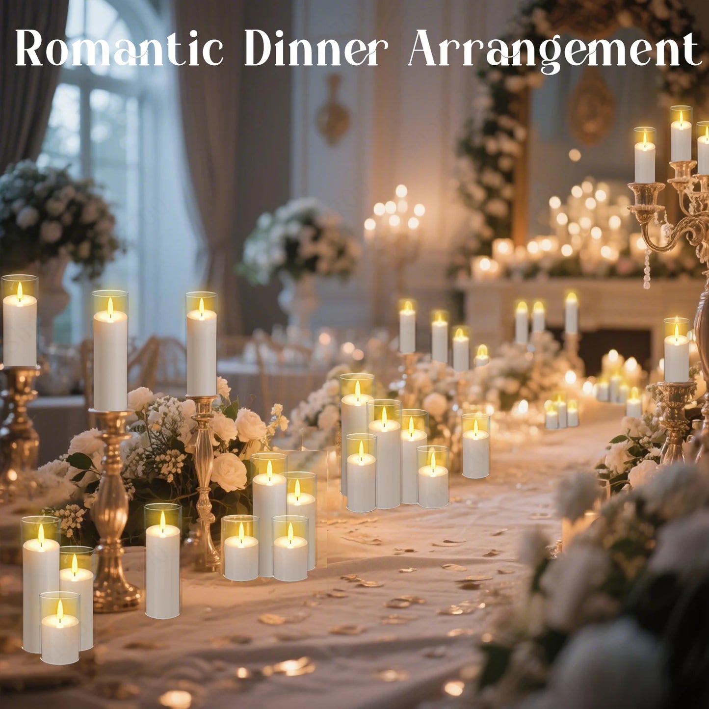 10-240 Pcs LED Flameless Pillar Candles – Flickering Battery-Powered Wedding Candles for Concert and Event Decoration