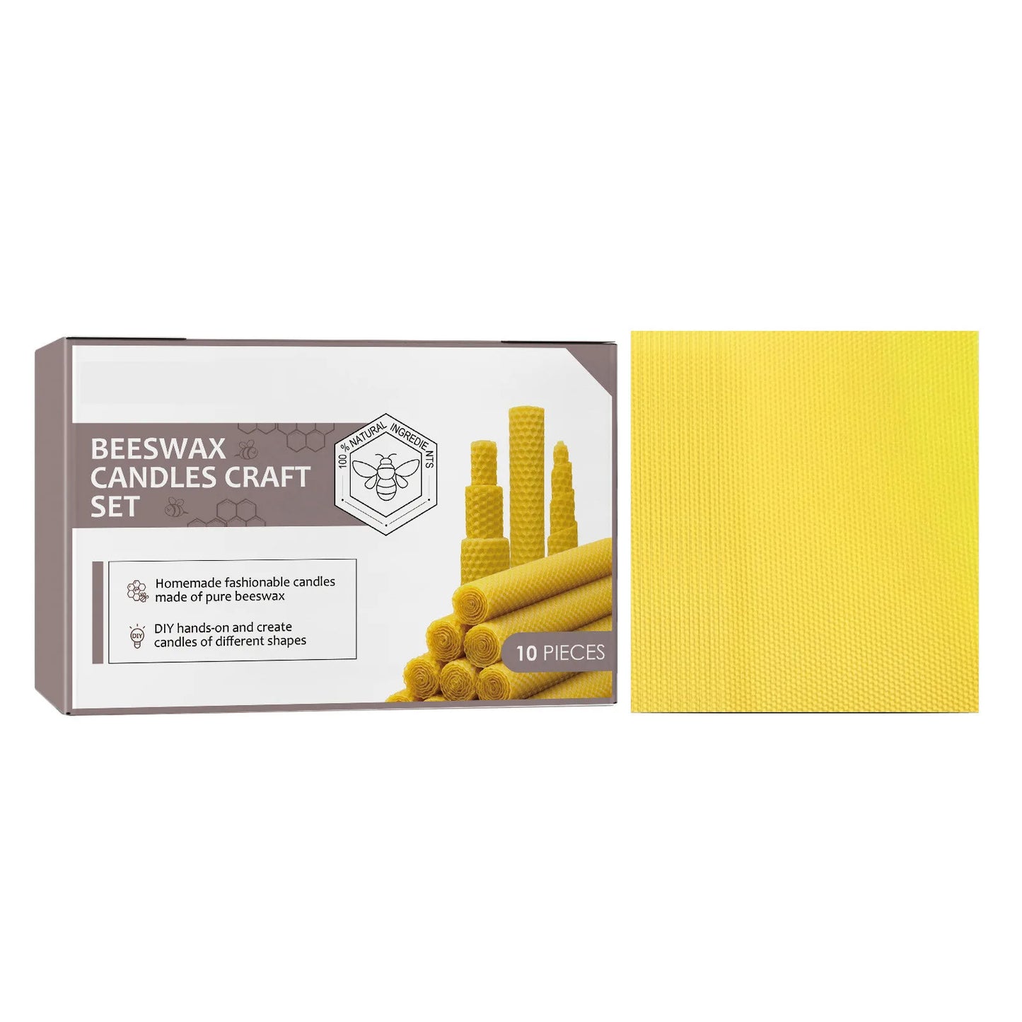 10pcs Natural Beeswax Candles – Handmade, No Fragrance, No Additives - High-End Candles for Candlelight Dinners and Wedding Ceremonies