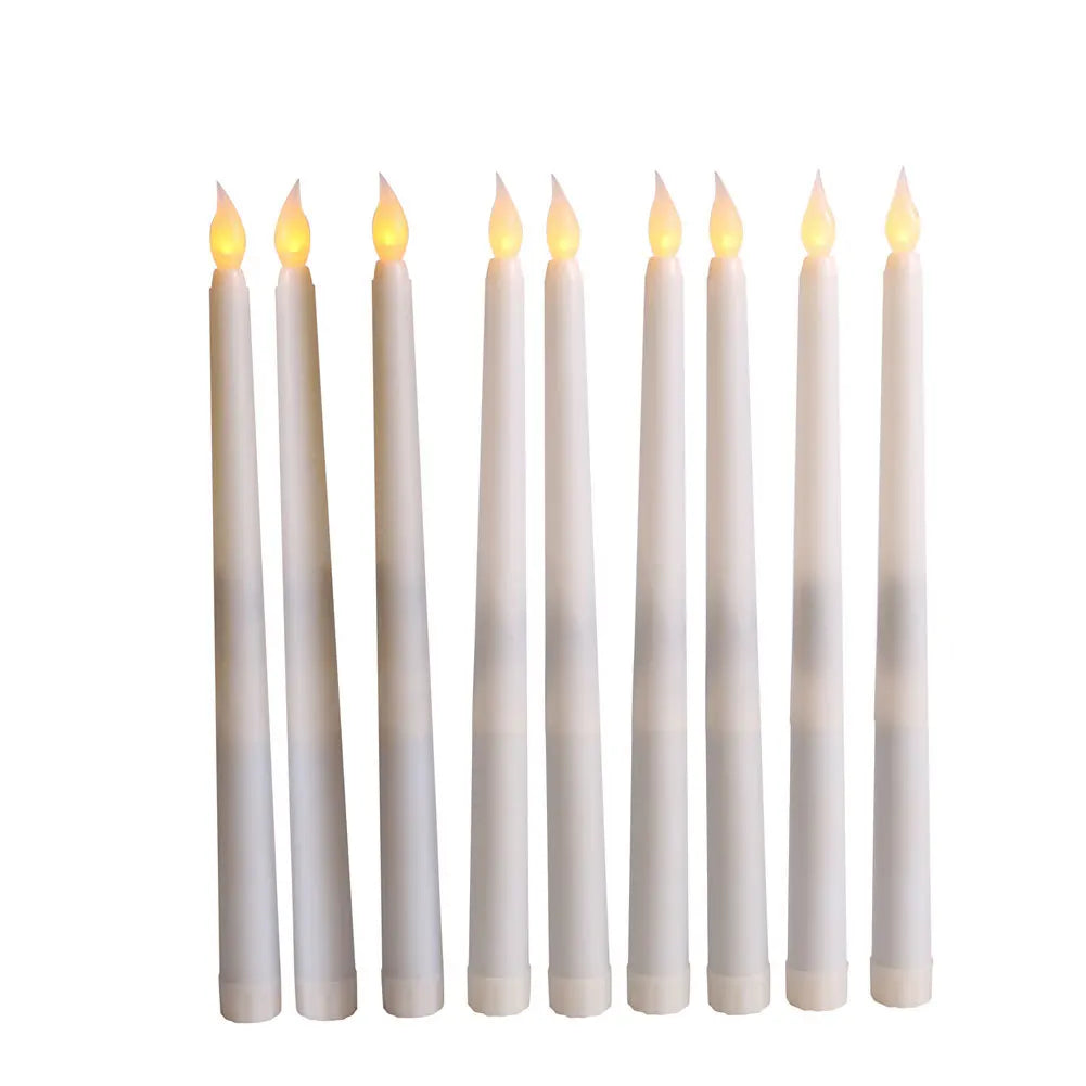 20PCs Plastic Flameless LED Candles – Yellow Amber Flickering Taper Candles for Halloween, Events, and Parties