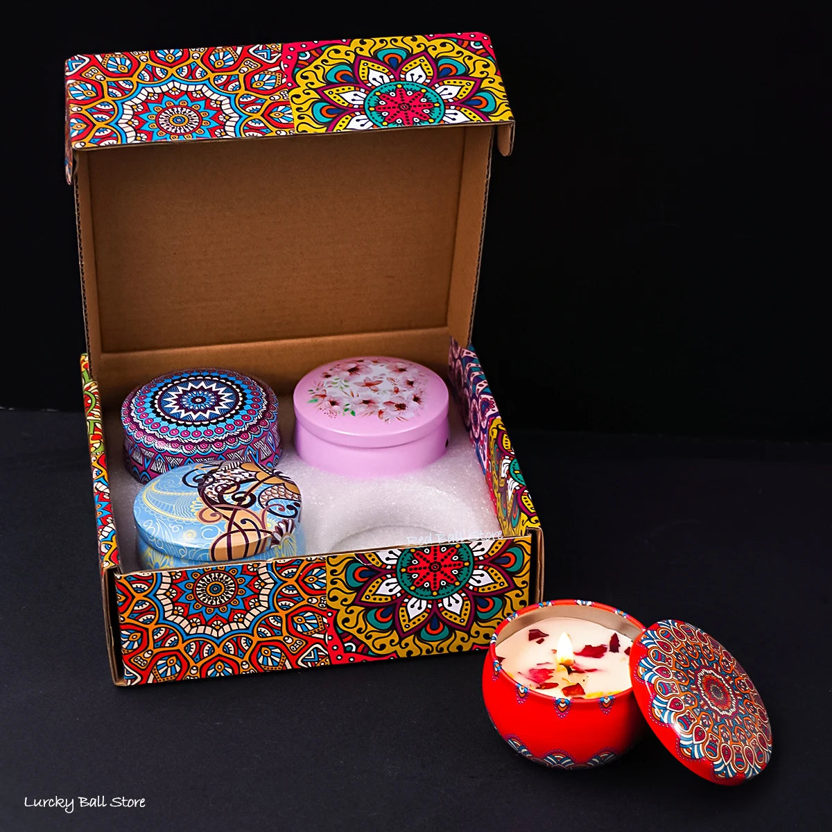 4Pcs/Box Scented Long Lasting Smokeless Fragrance Candle Jar – Soy Candles with Crystal Stone and Dried Flower for Romantic Home Decor