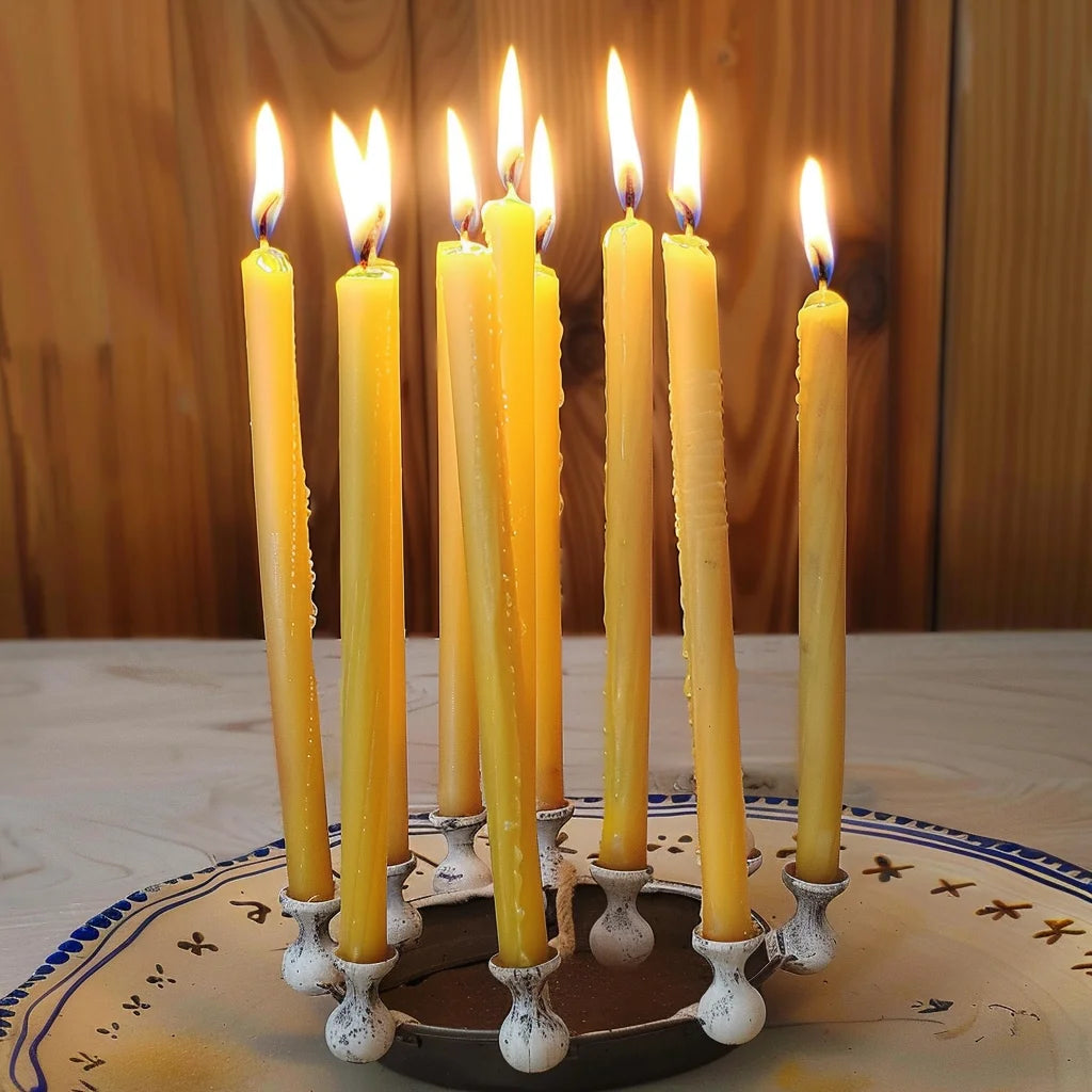25PCS Hanukkah Candles – Natural Beeswax Chanukah Thin Taper Candles for Rituals and Birthdays – Unscented Honey Candles