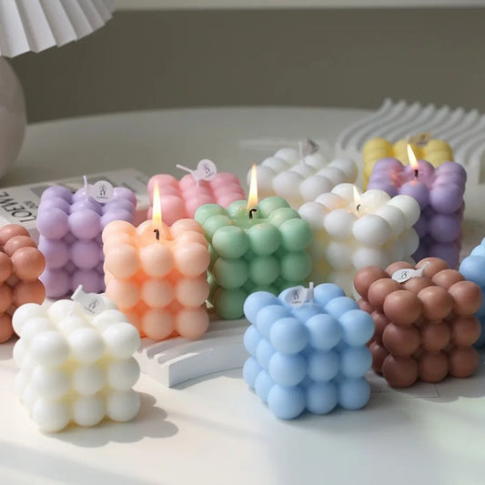 Bubble Cube Shaped Candle – Handmade Scented Aromatherapy Soy Wax Candle for Home Decoration, Weddings, and Birthday Parties