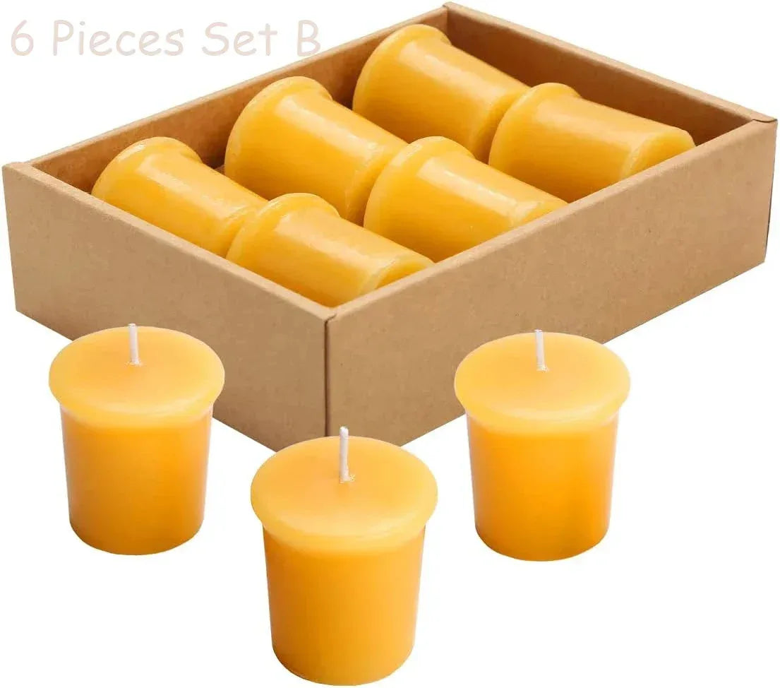 12 - 48PCS Natural Beeswax Tea Candles – Smokeless Eco-Friendly Tealight Votive Candles for Home Atmosphere, Spa, and Decor