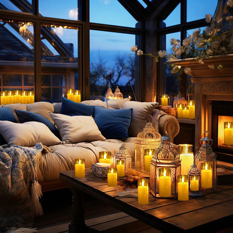 6-60PCS Acrylic Glass LED Candles with Batteries – Flameless Flickering Pillar Candles for Home, Wedding, Party, and Outdoor Decor