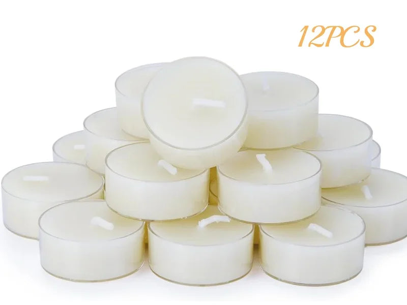 12 - 48PCS Natural Beeswax Tea Candles – Smokeless Eco-Friendly Tealight Votive Candles for Home Atmosphere, Spa, and Decor