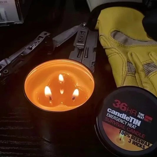 Survival Candle – 3 Wicks, 36 Hours Long-Lasting Burn, Perfect for Home, Outdoor Adventures, and Romantic Ambience