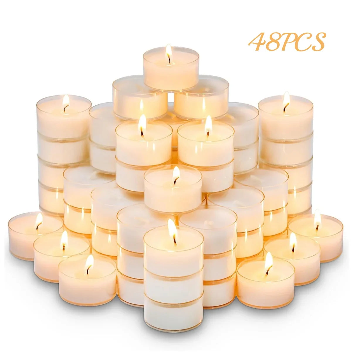 12 - 48PCS Natural Beeswax Tea Candles – Smokeless Eco-Friendly Tealight Votive Candles for Home Atmosphere, Spa, and Decor