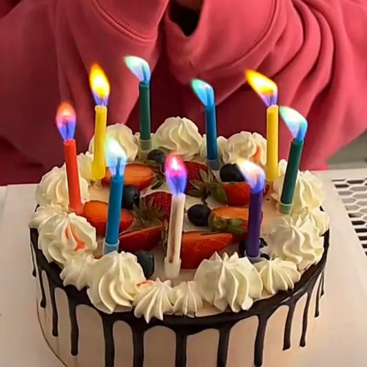 Colored Birthday Party Supplies – 6/12PCS Colorful Multicolor Safe Flame Dessert Cake Candles for Wedding and Celebration Decoration