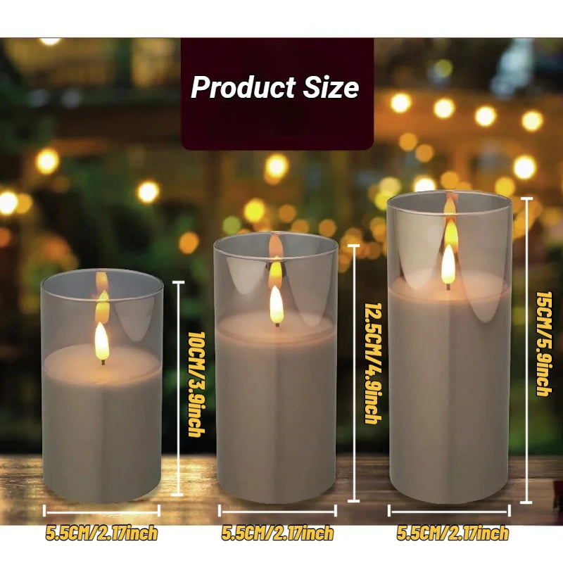 6-60PCS Acrylic Glass LED Candles with Batteries – Flameless Flickering Pillar Candles for Home, Wedding, Party, and Outdoor Decor