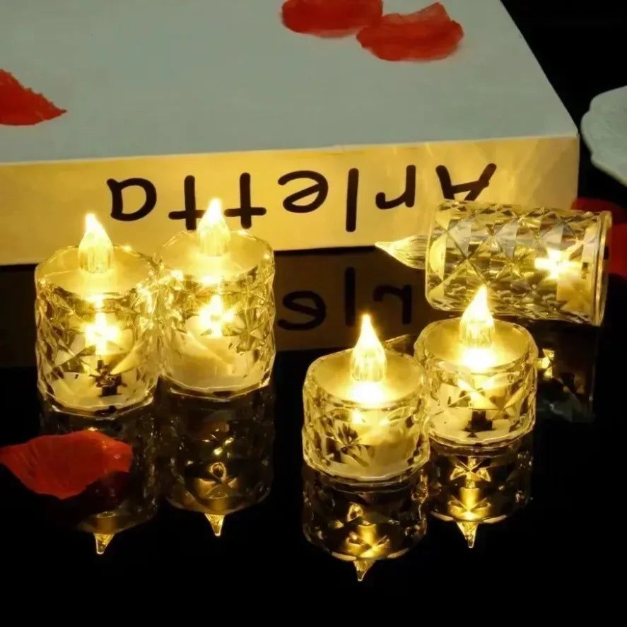 LED Crystal Candle Light – Flameless LED Light Electronic Candle Lamp for Dating, Parties, Holidays, Home, and Wedding Atmosphere Decoration