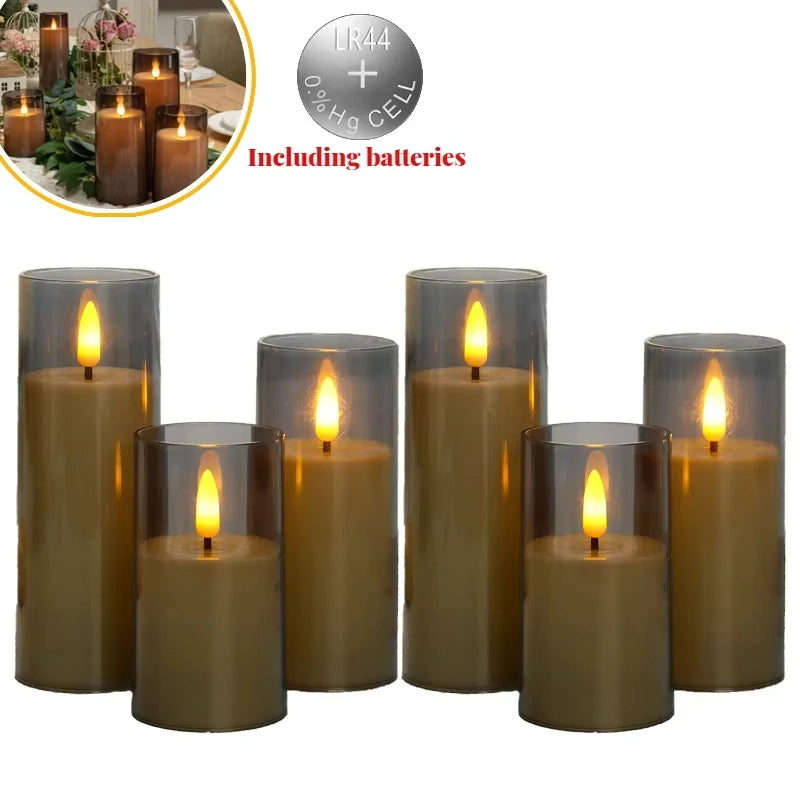 6-60PCS Acrylic Glass LED Candles with Batteries – Flameless Flickering Pillar Candles for Home, Wedding, Party, and Outdoor Decor