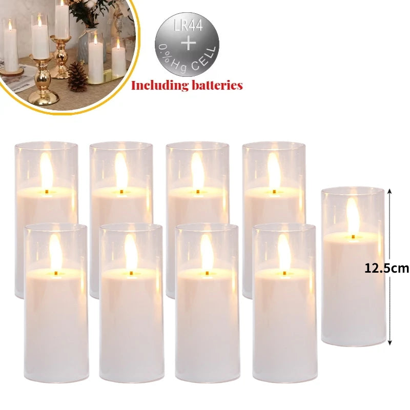 6-60PCS Acrylic Glass LED Candles with Batteries – Flameless Flickering Pillar Candles for Home, Wedding, Party, and Outdoor Decor