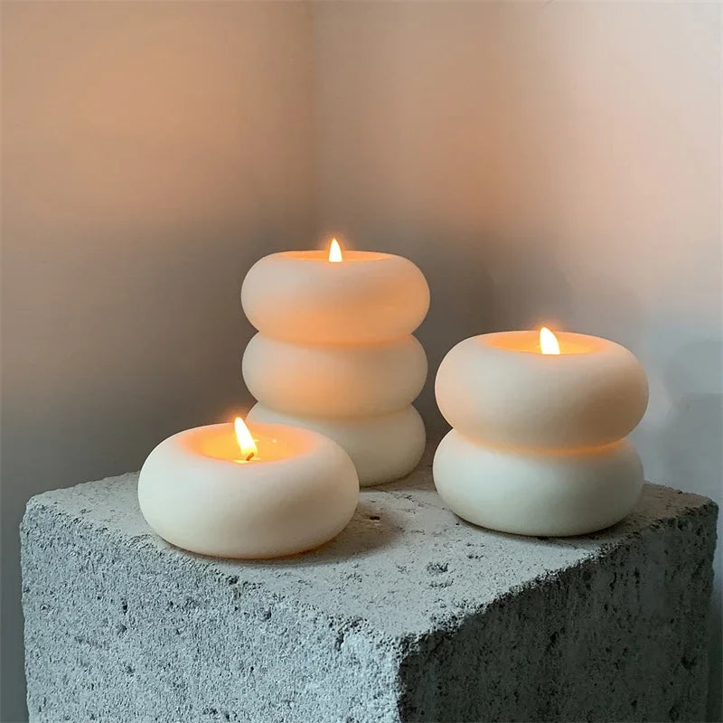 Donut Circles Aromatherapy Candles – Creative Flameless Home Decor, Romantic Bedroom Ambiance, and Perfect Birthday Gift