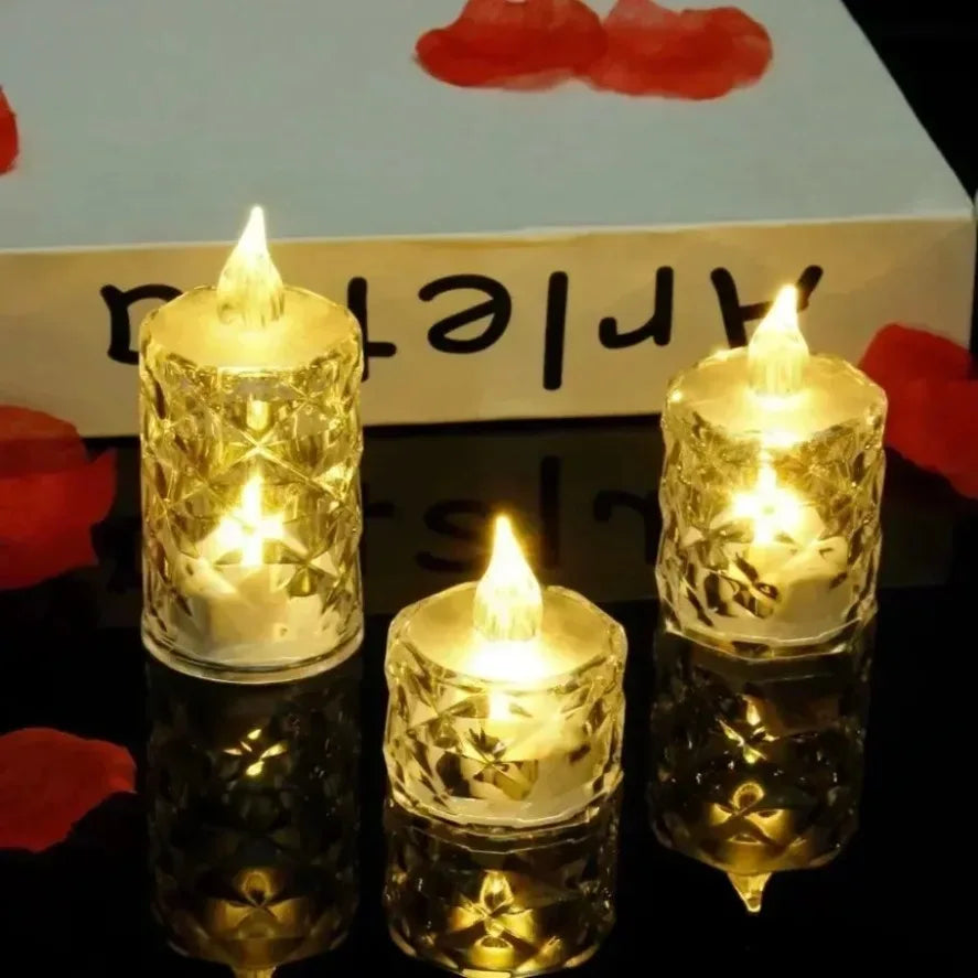 LED Crystal Candle Light – Flameless LED Light Electronic Candle Lamp for Dating, Parties, Holidays, Home, and Wedding Atmosphere Decoration