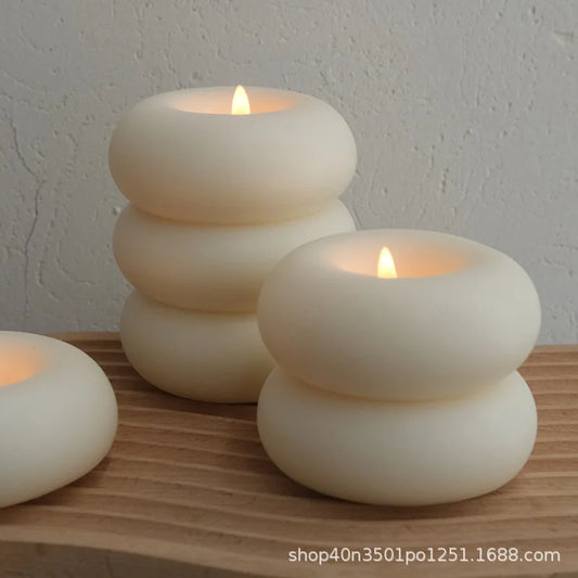 Donut Circles Aromatherapy Candles – Creative Flameless Home Decor, Romantic Bedroom Ambiance, and Perfect Birthday Gift