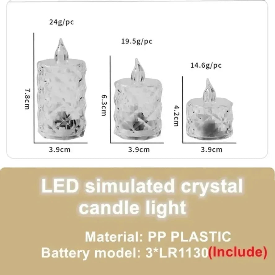 LED Crystal Candle Light – Flameless LED Light Electronic Candle Lamp for Dating, Parties, Holidays, Home, and Wedding Atmosphere Decoration