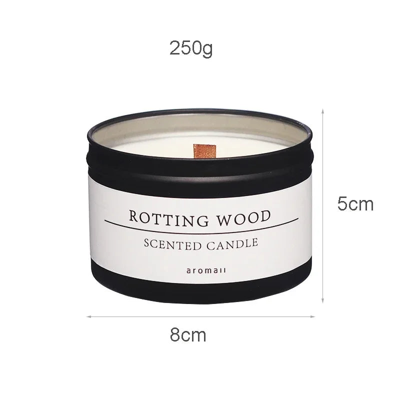 Black Tin Can Scented Aromatic Candles – Classic Home Decorative Candle Jars with Wooden Wick and Lid, Infused with Citronella