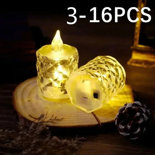 LED Crystal Candle Light – Flameless LED Light Electronic Candle Lamp for Dating, Parties, Holidays, Home, and Wedding Atmosphere Decoration