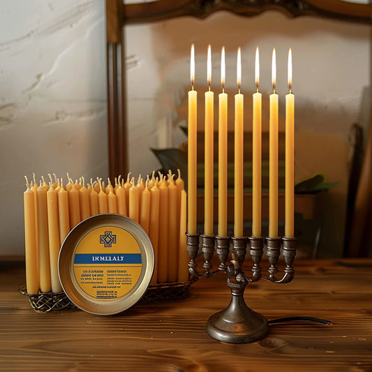 25PCS Hanukkah Candles – Natural Beeswax Chanukah Thin Taper Candles for Rituals and Birthdays – Unscented Honey Candles
